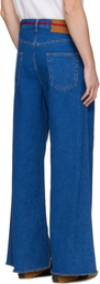 Marni Blue Low Rise 'Red Belt' Jeans