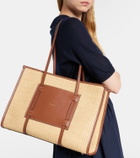 DeMellier Capri leather-trimmed raffia tote bag
