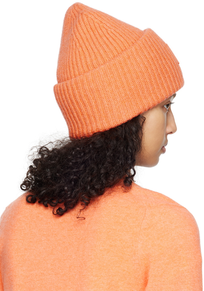 Acne Studios Orange Large Logo Beanie Acne Studios display picture 3