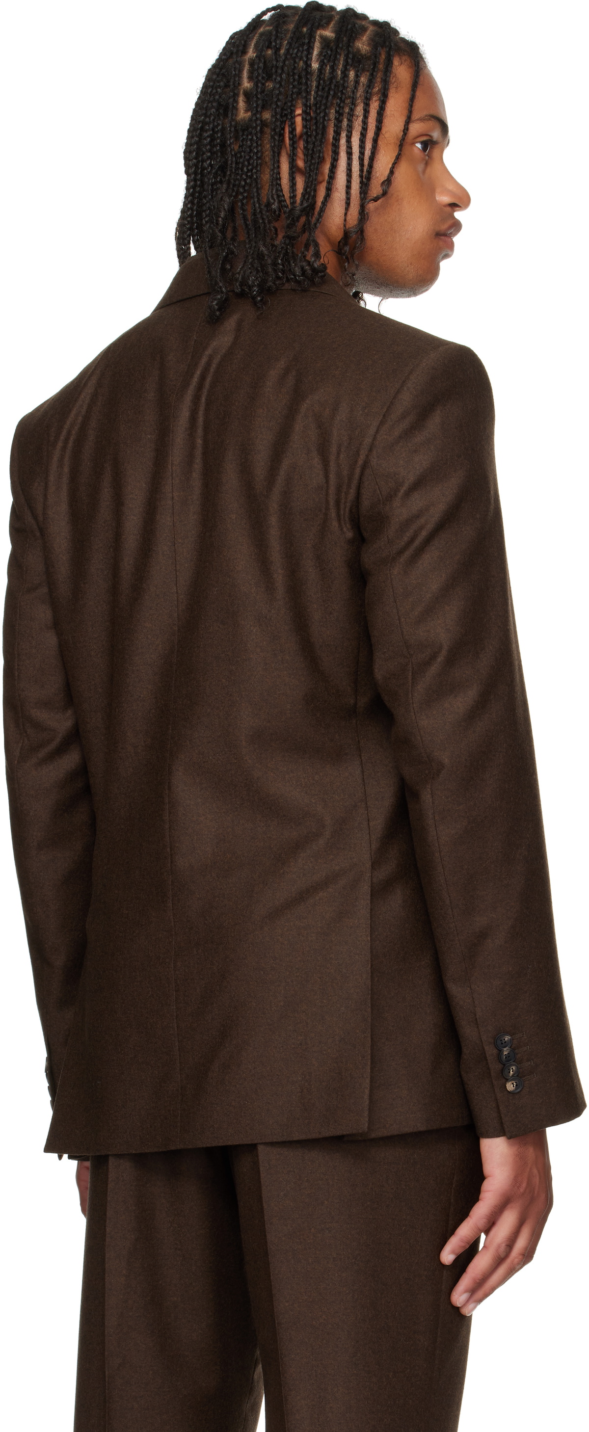 Ferragamo Brown Single Breasted Flannel Blazer