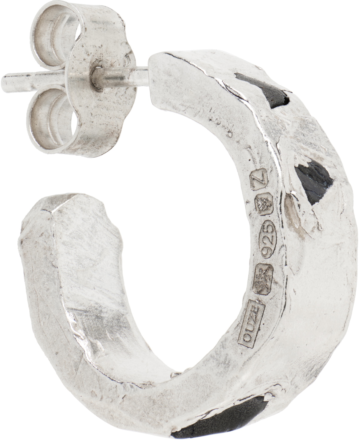 The Ouze Silver Peti Raw Sapphire Scatter Hoop Earrings