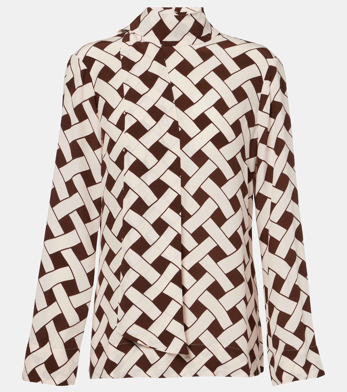 Rixo Libra printed tie-neck blouse