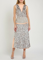 Rabanne Sequin-embellished Satin Midi Skirt Silver