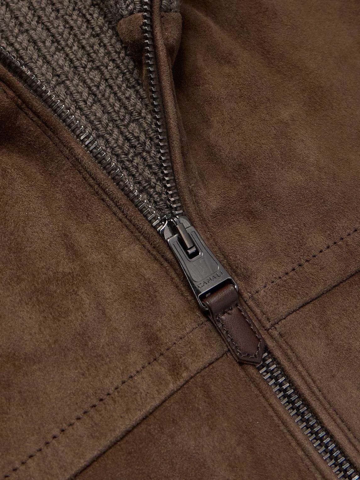 Canali - Padded Suede and Ribbed Wool Gilet - Brown