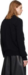 sacai Black Cotton Cashmere Knit Cardigan