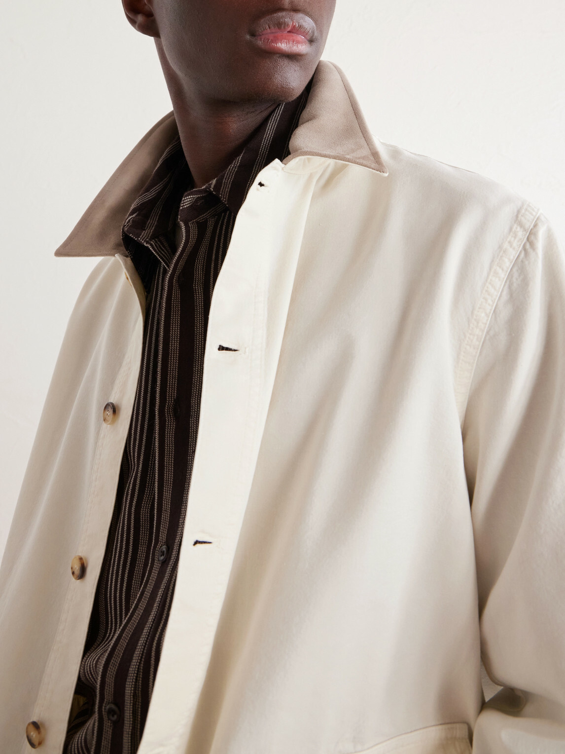 FRAME - Suede-Trimmed Cotton-Blend Jacket - White