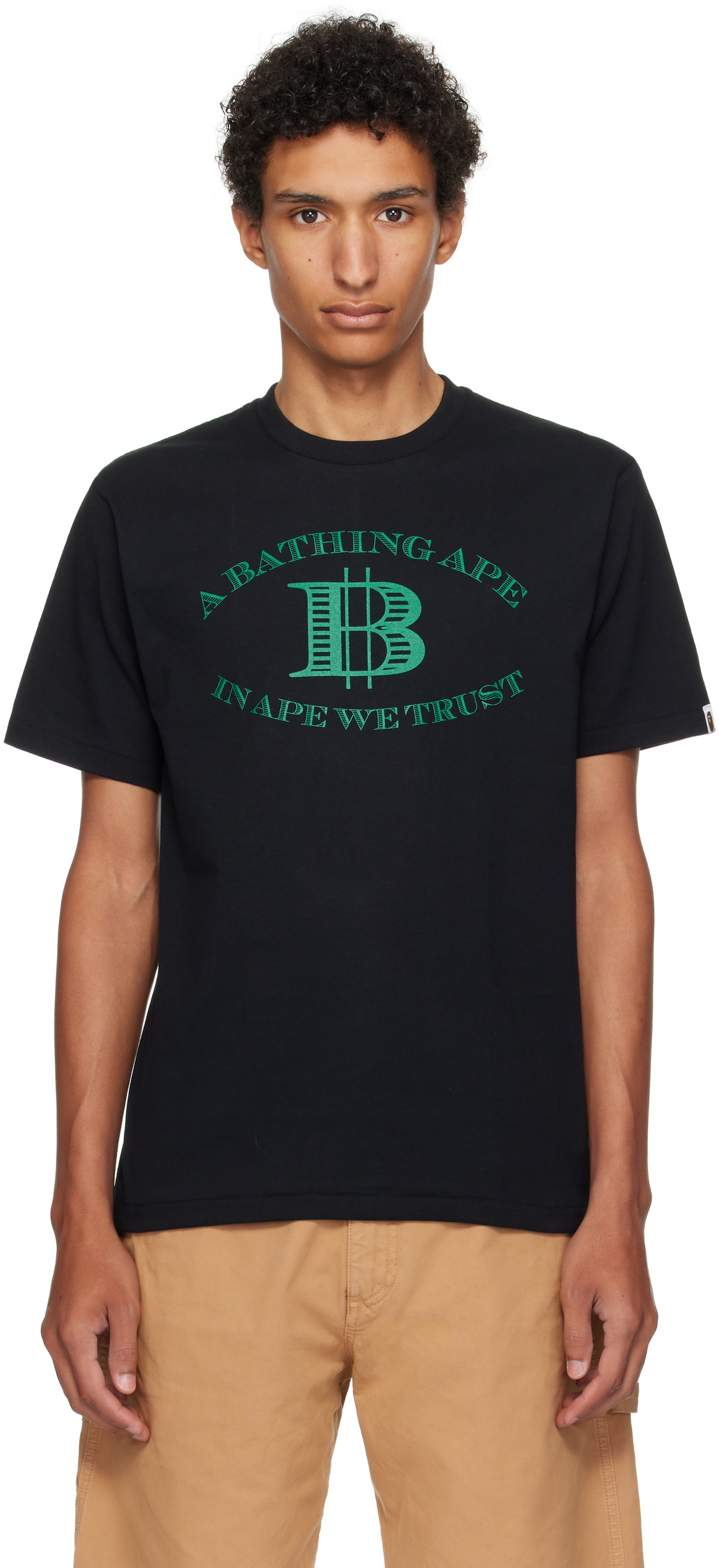 BAPE Black Glitch Art College T-shirt A Bathing Ape