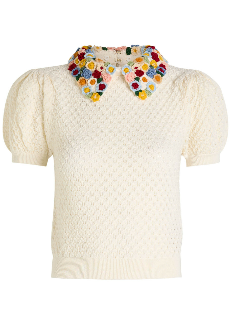 Alice + Olivia Chase Puff Sleeve Sweater Ivory