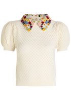 Alice + Olivia Chase Puff Sleeve Sweater Ivory