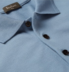 Berluti - Leather-Trimmed Cotton-Piqué Polo Shirt - Men - Blue