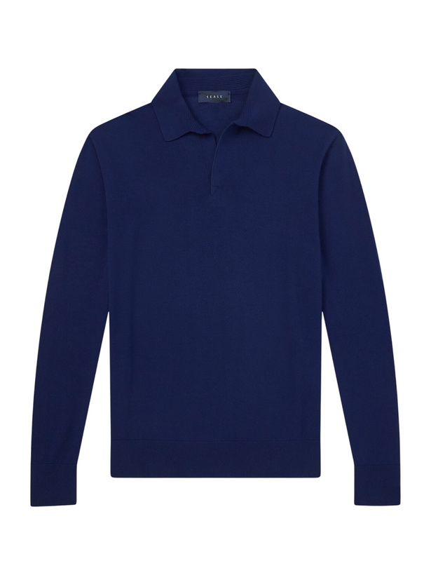 Photo: SEASE - Lasca Virgin Wool Polo Shirt - Blue
