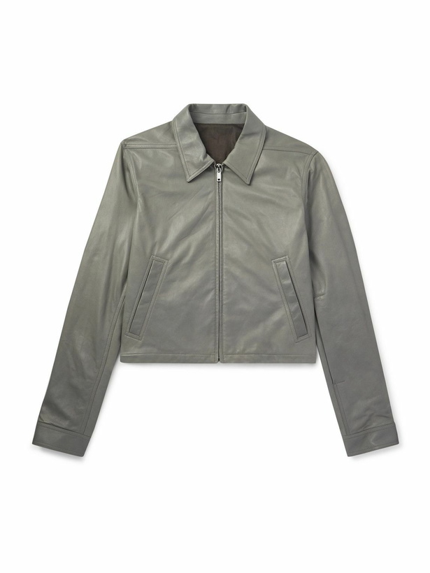Photo: Rick Owens - Alice Brad Slim-Fit Waxed-Leather Jacket - Gray