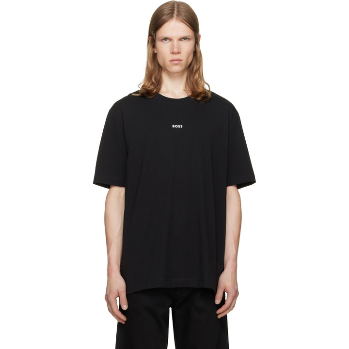 Photo: BOSS Black Stretch-Cotton Contrast Logo T-shirt