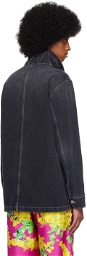 Versace Black Patch Pocket Denim Jacket