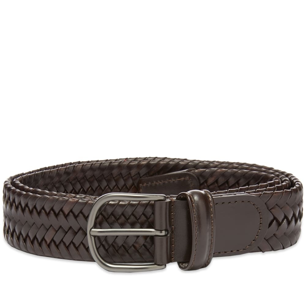 Elasticated braided leather belt Brown Anderson's