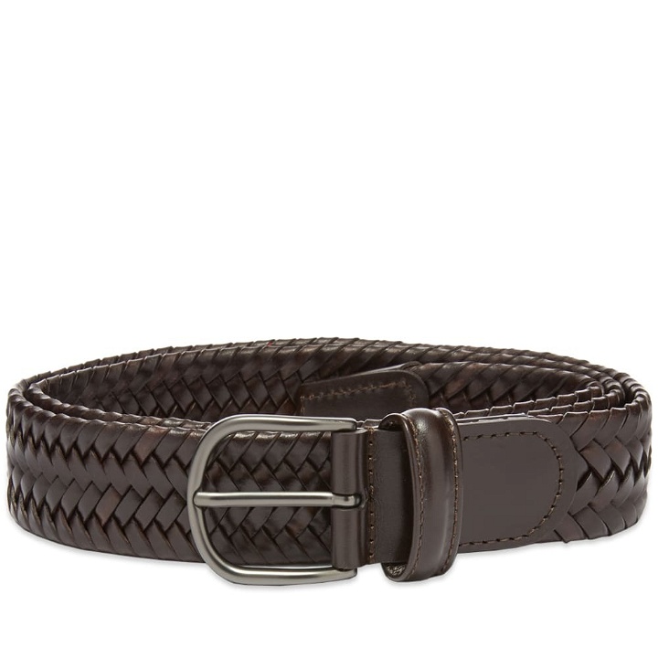 Photo: Anderson's Men's Stretch Woven Leather Belt in Dark Brown