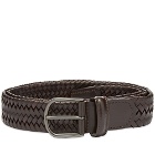 Anderson's Men's Stretch Woven Leather Belt in Dark Brown