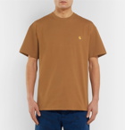 Carhartt WIP - Chase Logo-Embroidered Cotton-Jersey T-Shirt - Men - Camel
