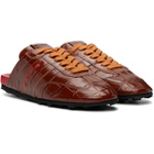 Marni Brown Croc-Effect Leather Softy Soccer Slip-On Sneakers