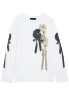 Simone Rocha Ribbon Rosette Printed Long-sleeve Cotton T-shirt White