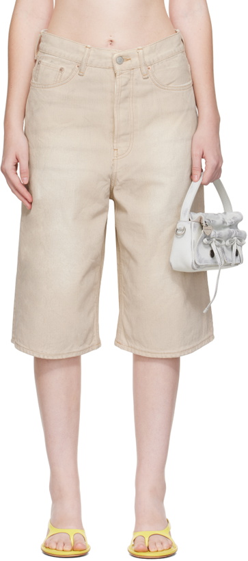 Photo: Acne Studios Beige Coated Denim Shorts