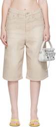 Acne Studios Beige Coated Denim Shorts