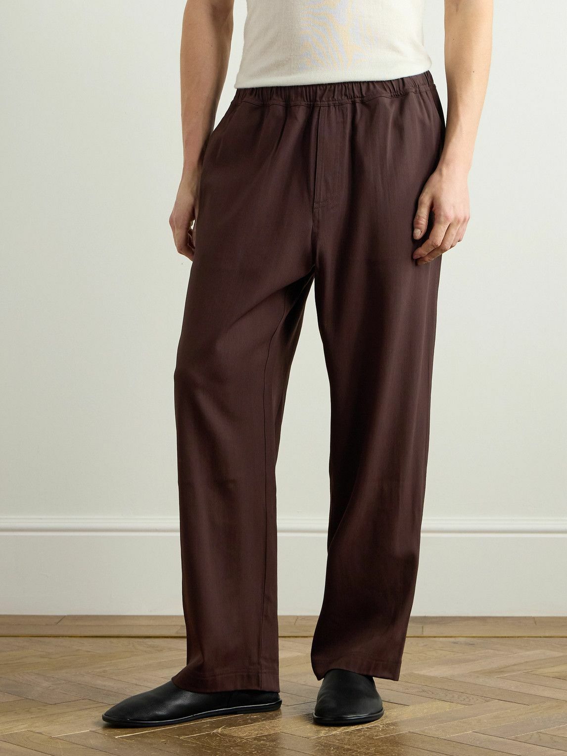 SSAM - Junes Straight-Leg Wool-Blend Twill Trousers - Brown