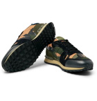 Valentino - Valentino Garavani Rockrunner Camouflage-Print Canvas, Leather and Suede Sneakers - Multi