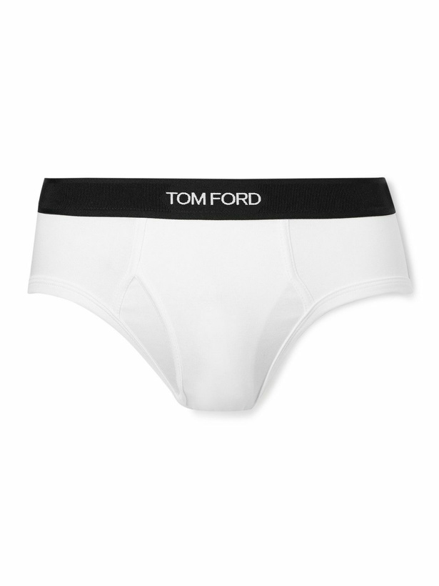 Photo: TOM FORD - Stretch-Cotton and Modal-Blend Briefs - White