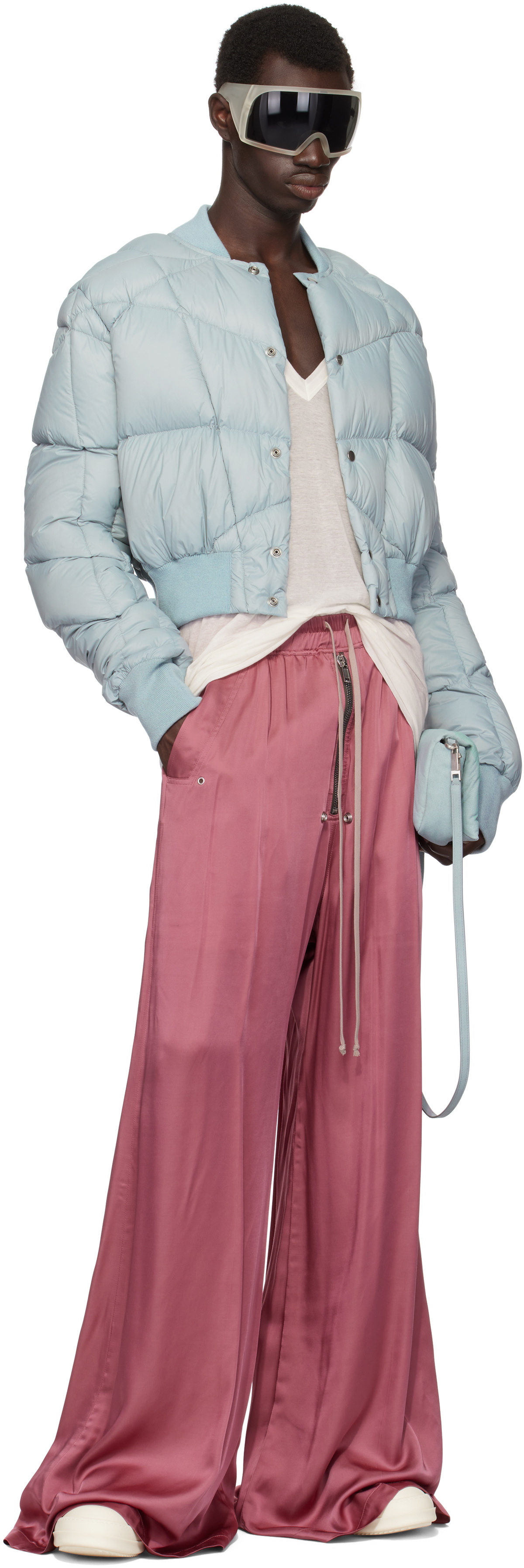Rick Owens Blue Porterville Cropped Flight Down Bomber Jacket Rick 