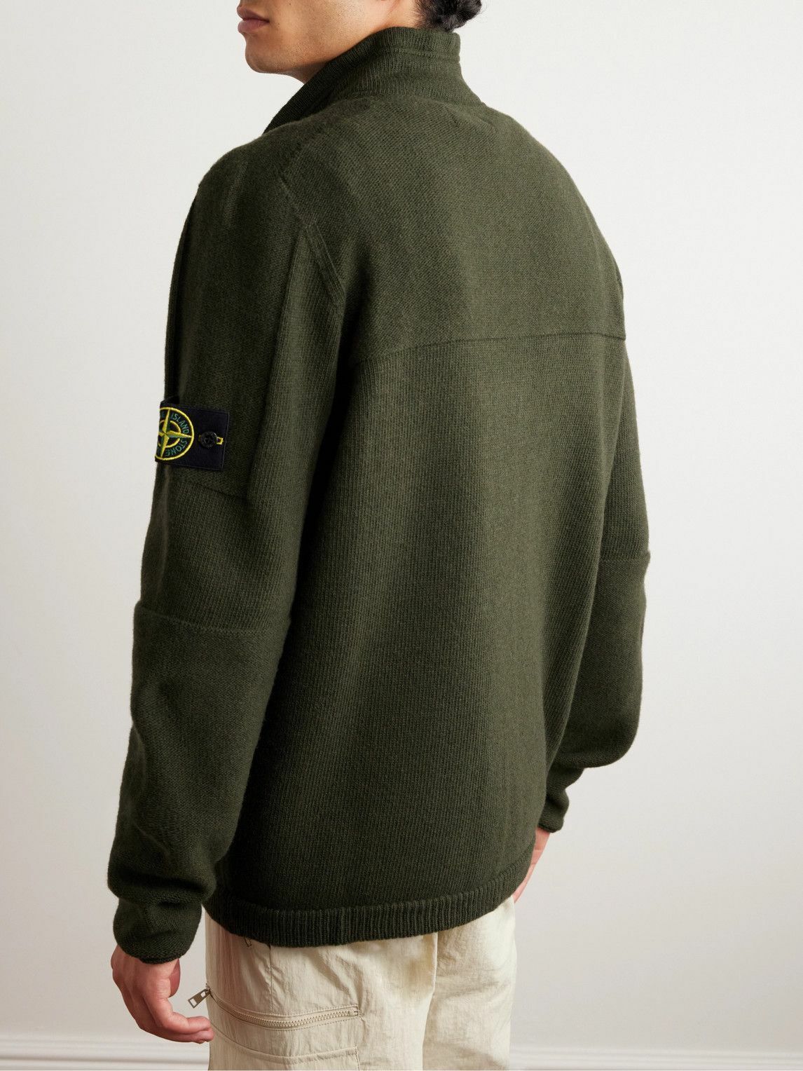 Stone Island - Logo-Appliquéd Wool-Blend Half-Zip Sweater - Green