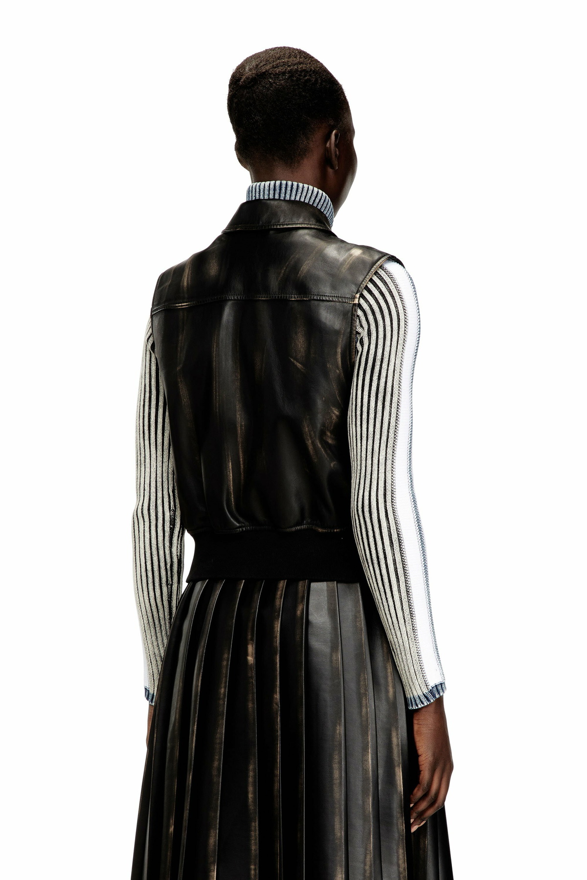 Diesel Bomber vest with distressed effect - Jackets Womens in Brown