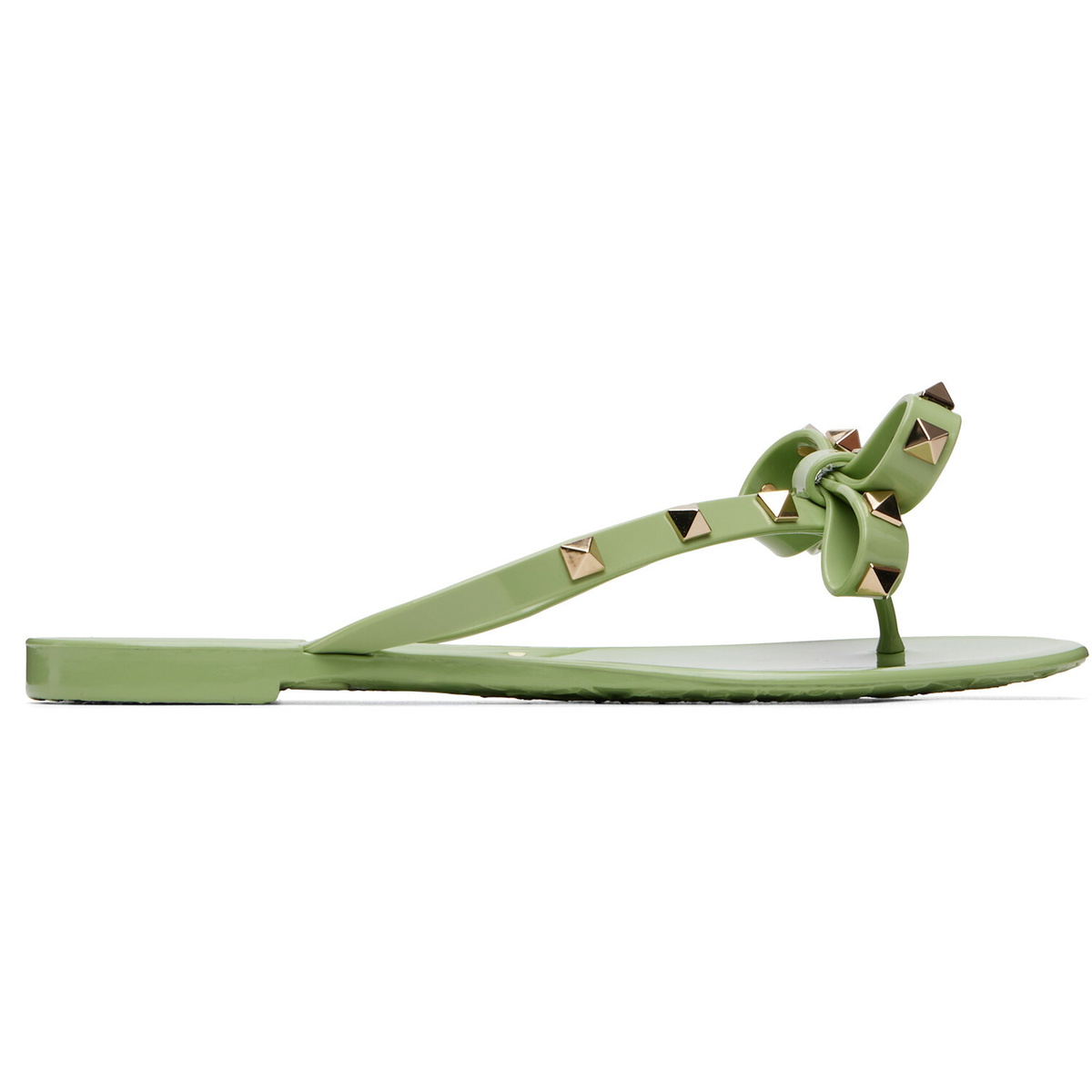 Valentino Garavani Green Thong Rockstud Sandals