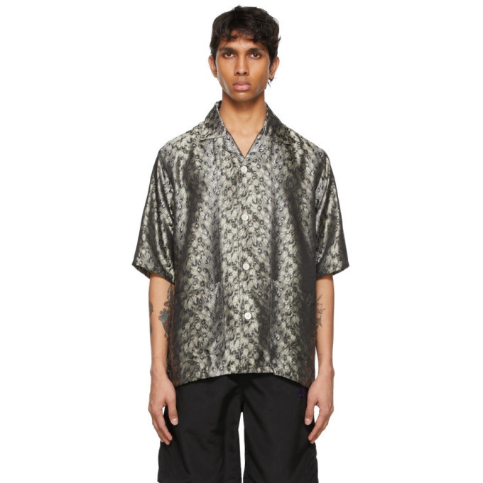 Photo: Needles Grey Leopard Jacquard Cabana Short Sleeve Shirt