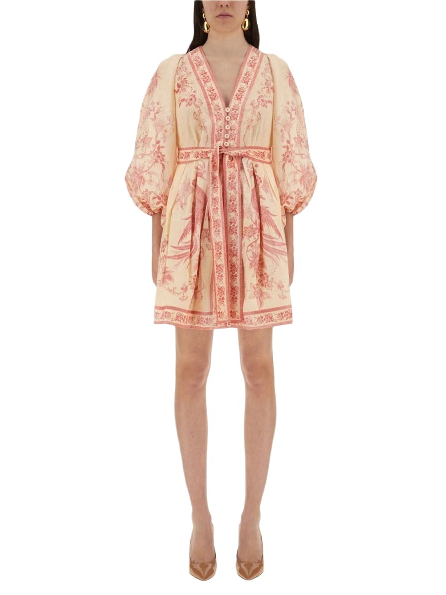 ZIMMERMANN ミニラップドレス フローラルプリント【関税なし】 ZIMMERMANN - Floral Print Pleated Mini Dress Zimmermann