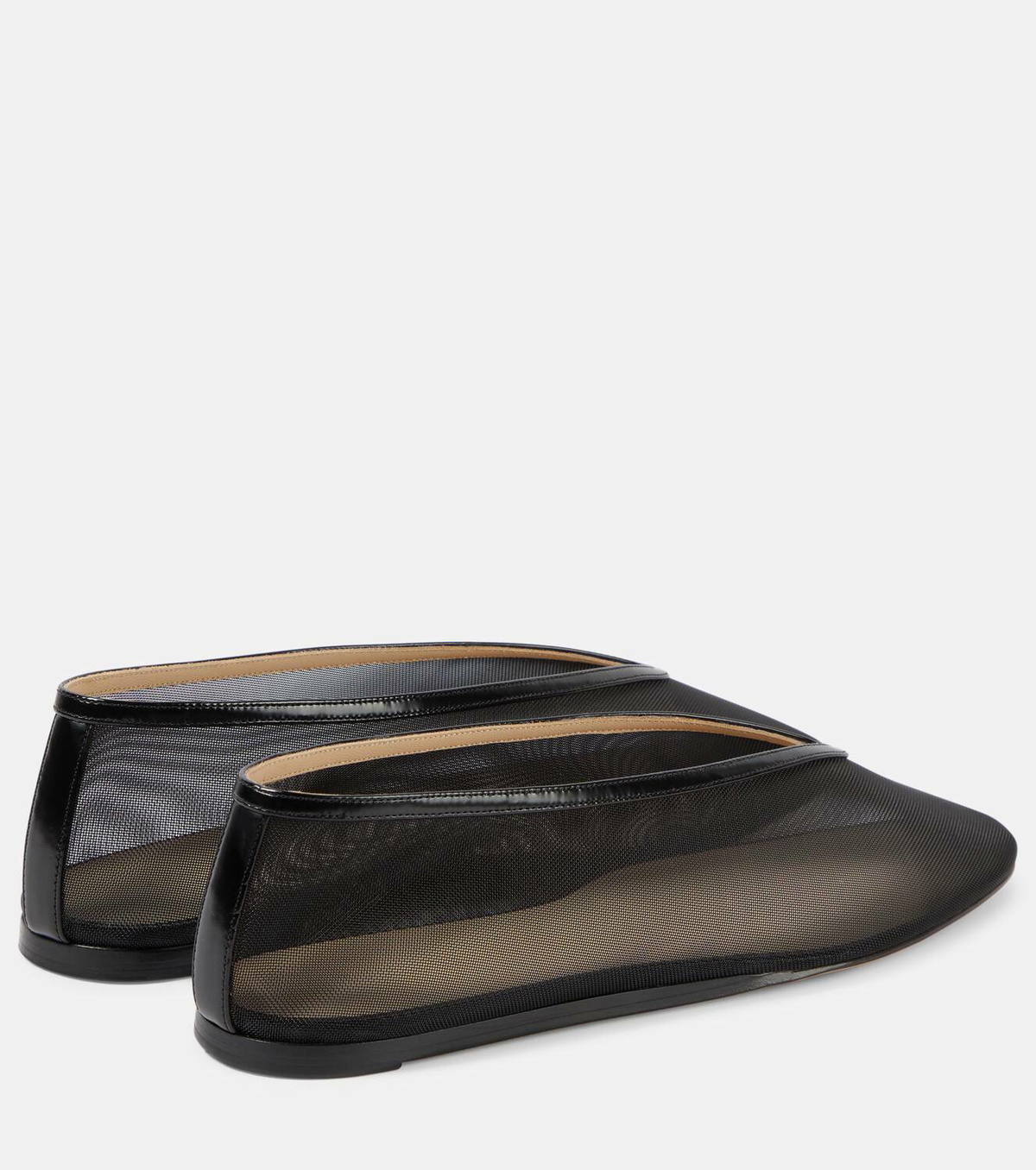 Le Monde Béryl Luna leather-trimmed mesh ballet flats