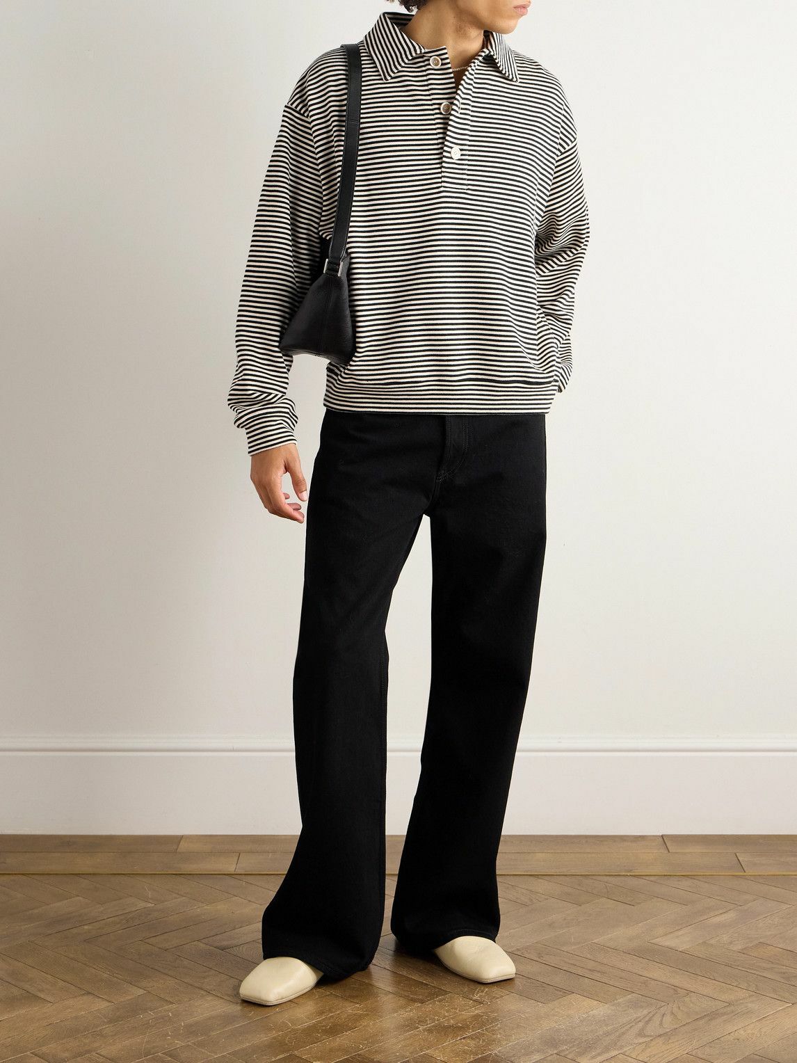 Marni - Striped Cotton-Jersey Polo Shirt - Black