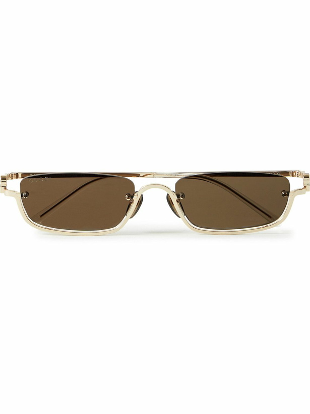 Photo: Gucci Eyewear - Square-Frame Gold-Tone Sunglasses