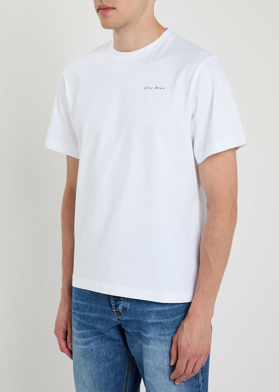Forét Embroidered Cotton T-shirt White