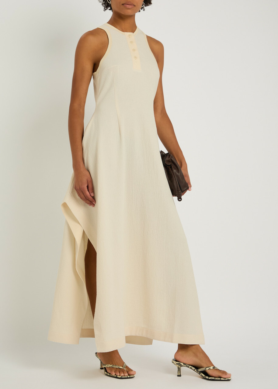 Nanushka Thoose Draped Crepe Maxi Dress Cream
