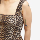 GANNI Women's Midi Strap Smock Dress in Leopard