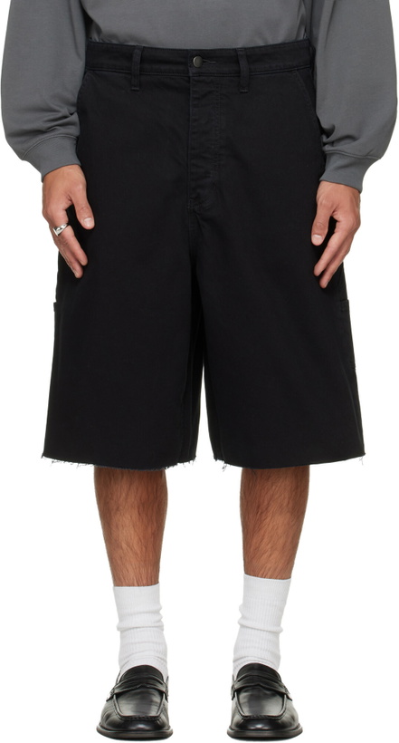 Photo: Fear of God ESSENTIALS Black Raw Cut 5-Pocket Shorts