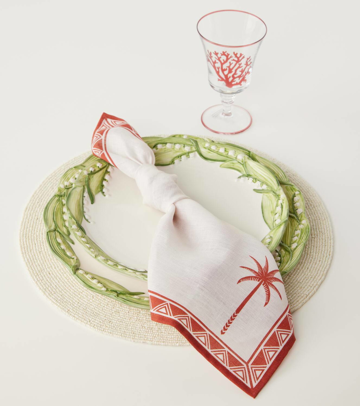 Les-Ottomans Crab set of 2 beaded placemats