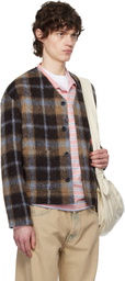 Tonywack Brown Check Wool Mohair Cardigan