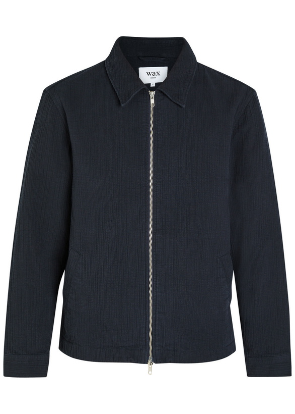 Photo: Wax London Eldon Crinkled Cotton and Linen-blend Jacket Navy