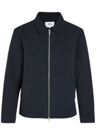 Wax London Eldon Crinkled Cotton and Linen-blend Jacket Navy