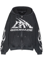 God Made Logo-print Hooded Cotton Sweatshirt Grey