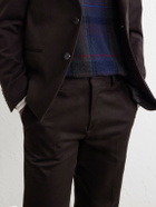 Mr P. - Straight-Leg Brushed Cotton-Blend Twill Suit Trousers - Brown