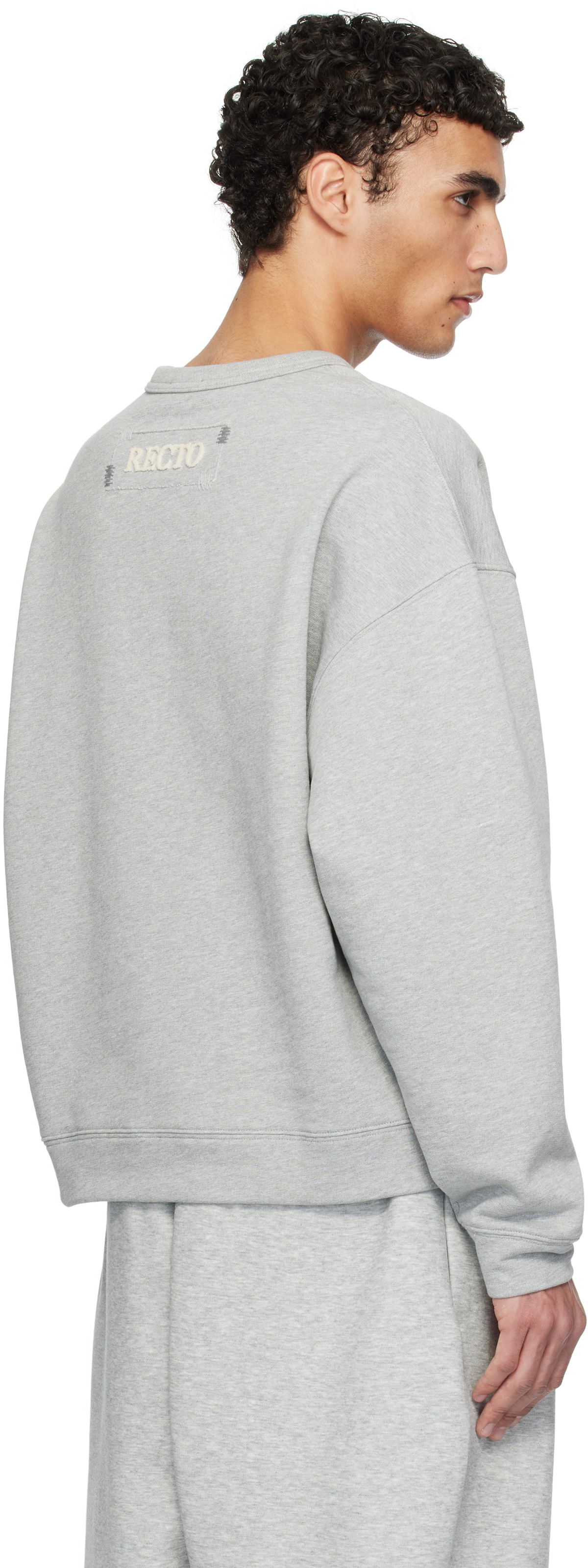 RECTO Gray RC Cut & Embroidery Sweatshirt Recto