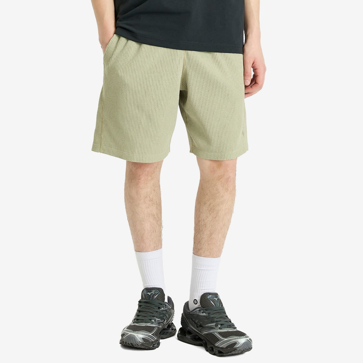 Men Olive Waffle Relax Fit Shorts main image 0